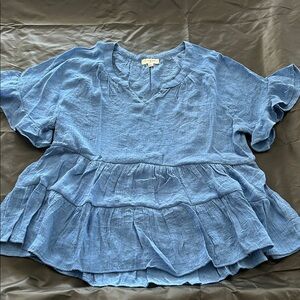 Umgee Denim Blue Tiered Blouse